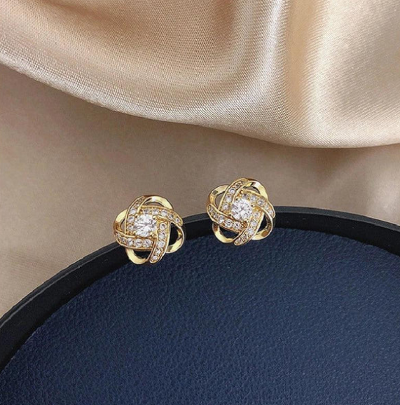 Flower Spiral Cross Earrings