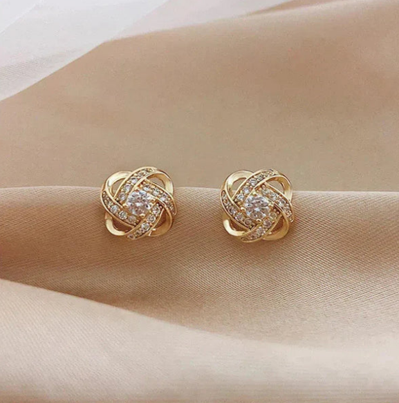 Flower Spiral Cross Earrings
