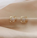 Flower Spiral Cross Earrings