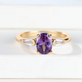 Gold Amethyst Three-Stone Ring