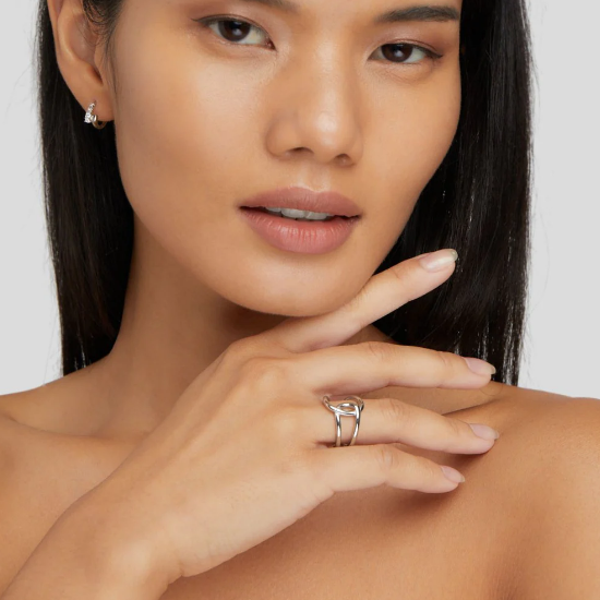 Silver Interlocking Open Ring