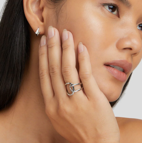 Silver Interlocking Open Ring