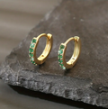 Gold Emerald Hoop Earrings