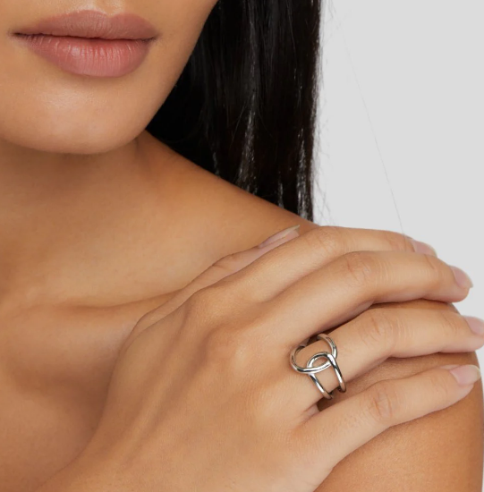 Silver Interlocking Open Ring