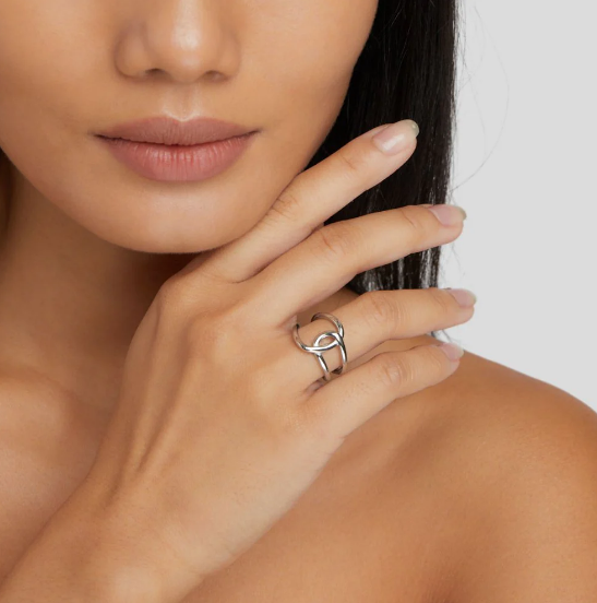 Silver Interlocking Open Ring
