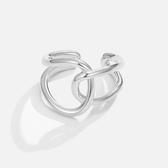 Silver Interlocking Open Ring
