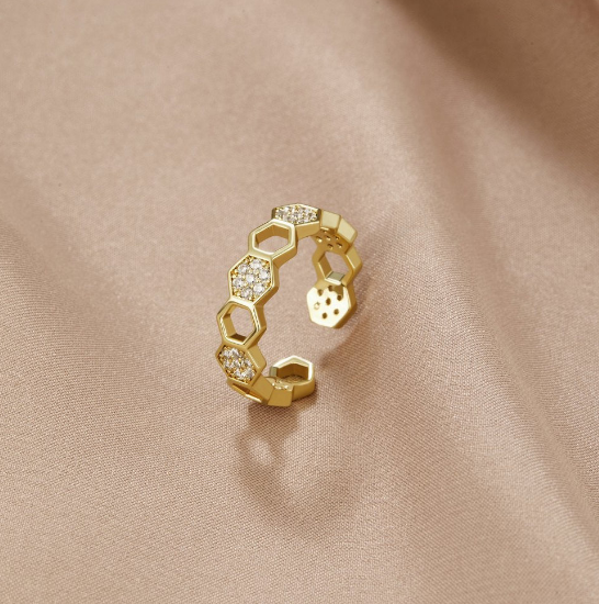 Gold Geometric Open Ring