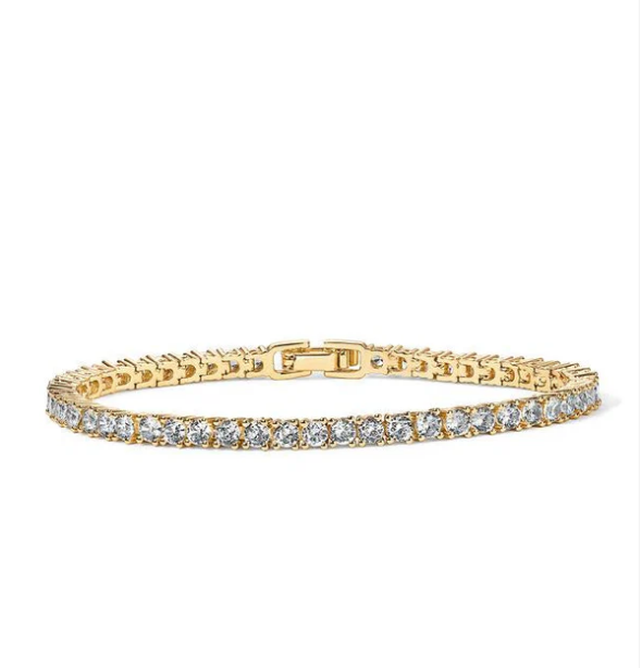 Golden Glow: Dazzling Crystal Tennis Bracelet