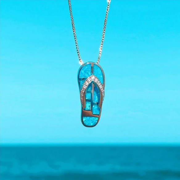 Flip Flop Necklace made of Opal and Silver