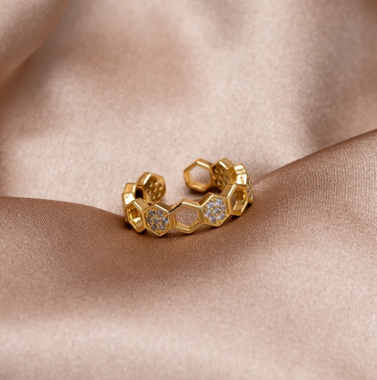 Gold Geometric Open Ring