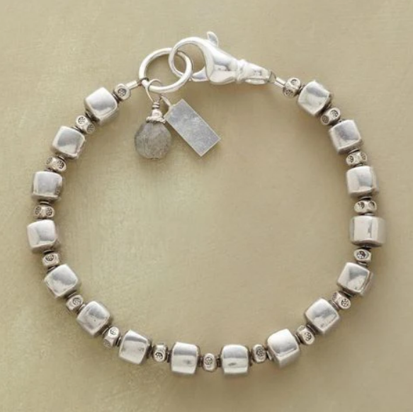 Vintage Silver Cubic Beads Bracelet