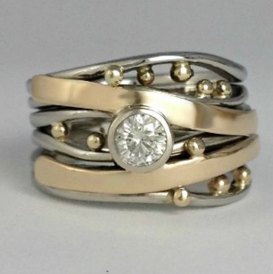 Silver and Gold Bezel Wrap Ring