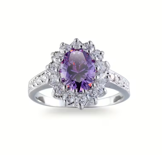 Silver Amethyst Crown Ring
