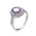 Silver Amethyst Crown Ring