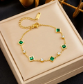 Gold Emerald Station Bracelet