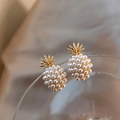Gold Cluster Pearl Stud Earrings
