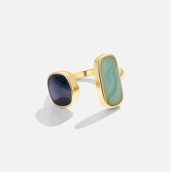 Gold Dual Stone Open Ring