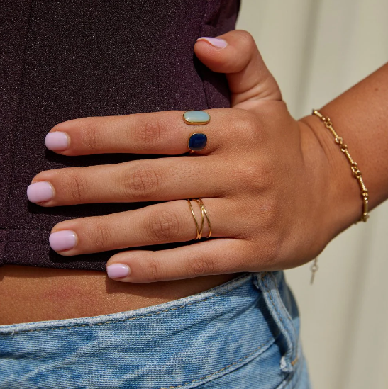Gold Dual Stone Open Ring
