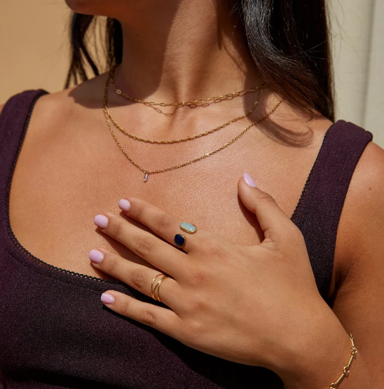Gold Dual Stone Open Ring
