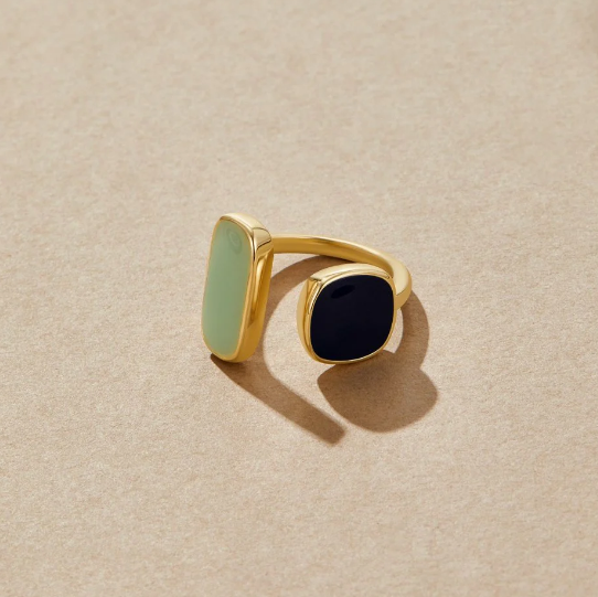 Gold Dual Stone Open Ring