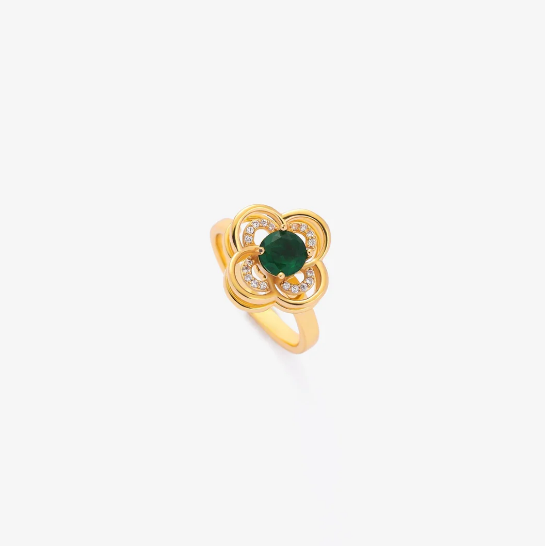 Gold Emerald Blossom Ring