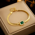 Gold Emerald Chain Bracelet