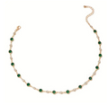 Gold Emerald Station Necklace