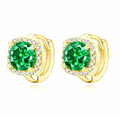 Gold Emerald Halo Hoop Earrings