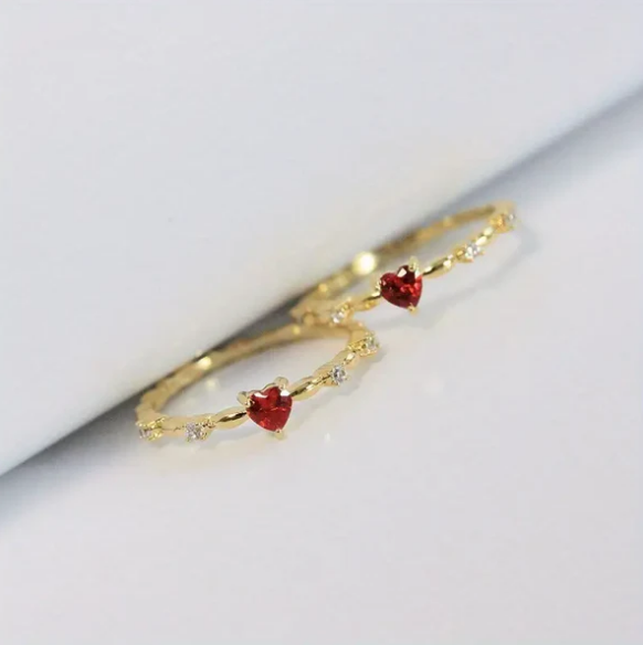 Gold Ruby Heart Ring