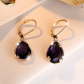 Gold Amethyst Teardrop Earrings
