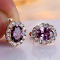 Gold Amethyst Halo Earrings