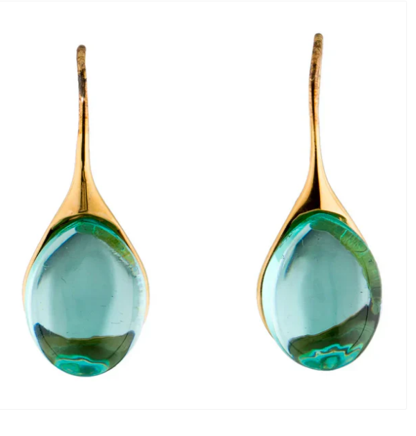 Vintage Turquoise Drop Crystal Earrings